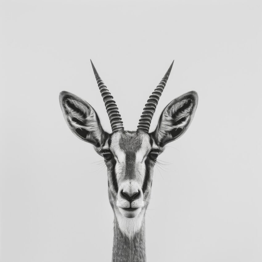 Fotografie Poster gazelle Kopf schwarz-weiß minimalistisch klar