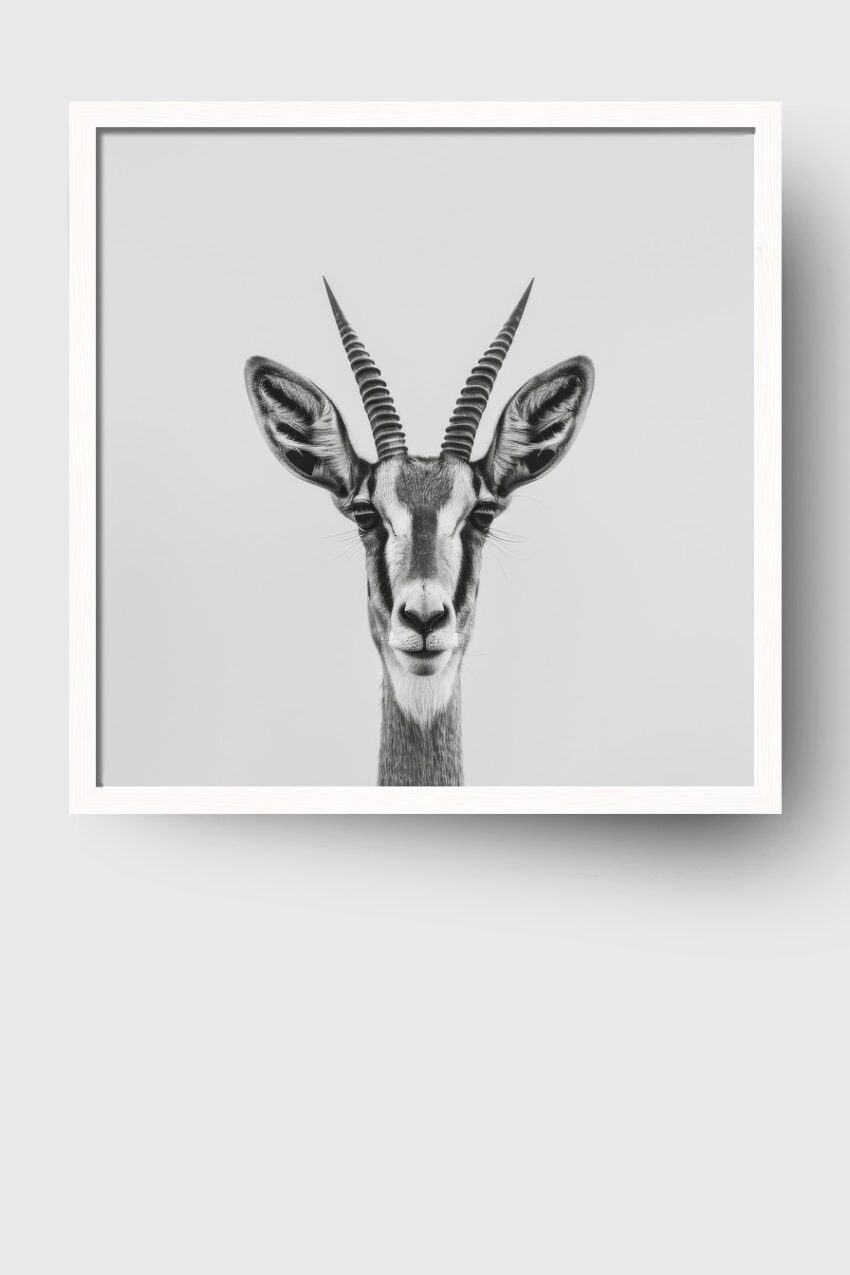 Fotografie Poster gazelle Kopf schwarz-weiß minimalistisch klar