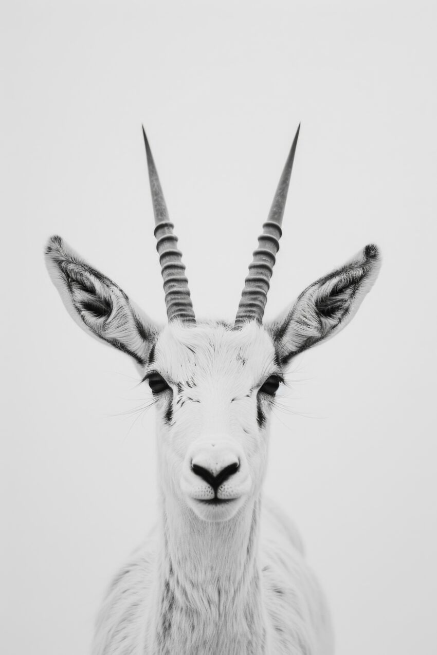 Fotografie Poster Antilope schwarz-weiß klar frontal