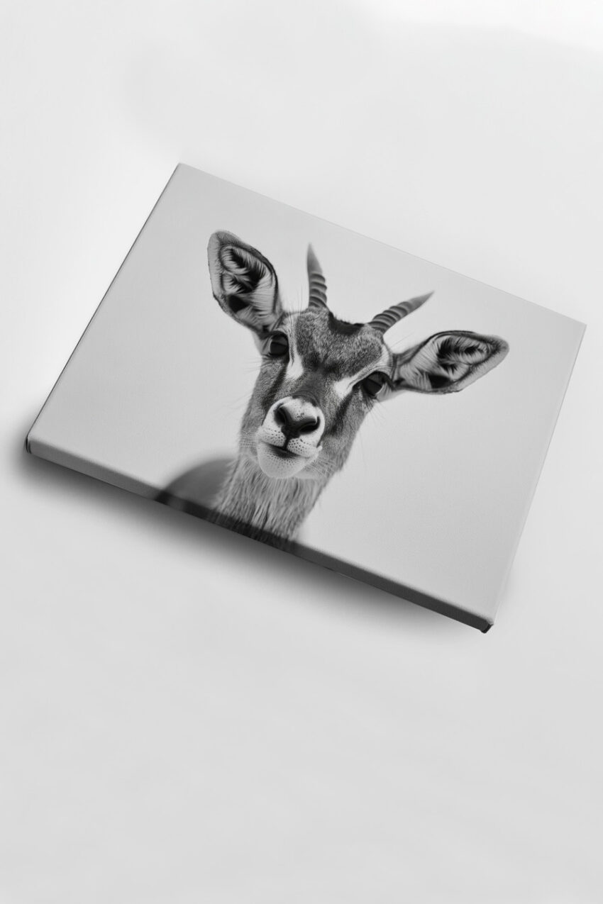 Fotografie Poster Antilope Porträt schwarz-weiß frontal