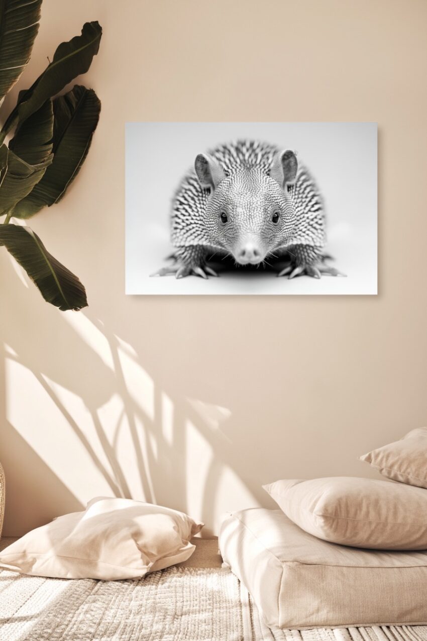 Fotografie Poster Gürtelmull Nahaufnahme schwarz-weiß