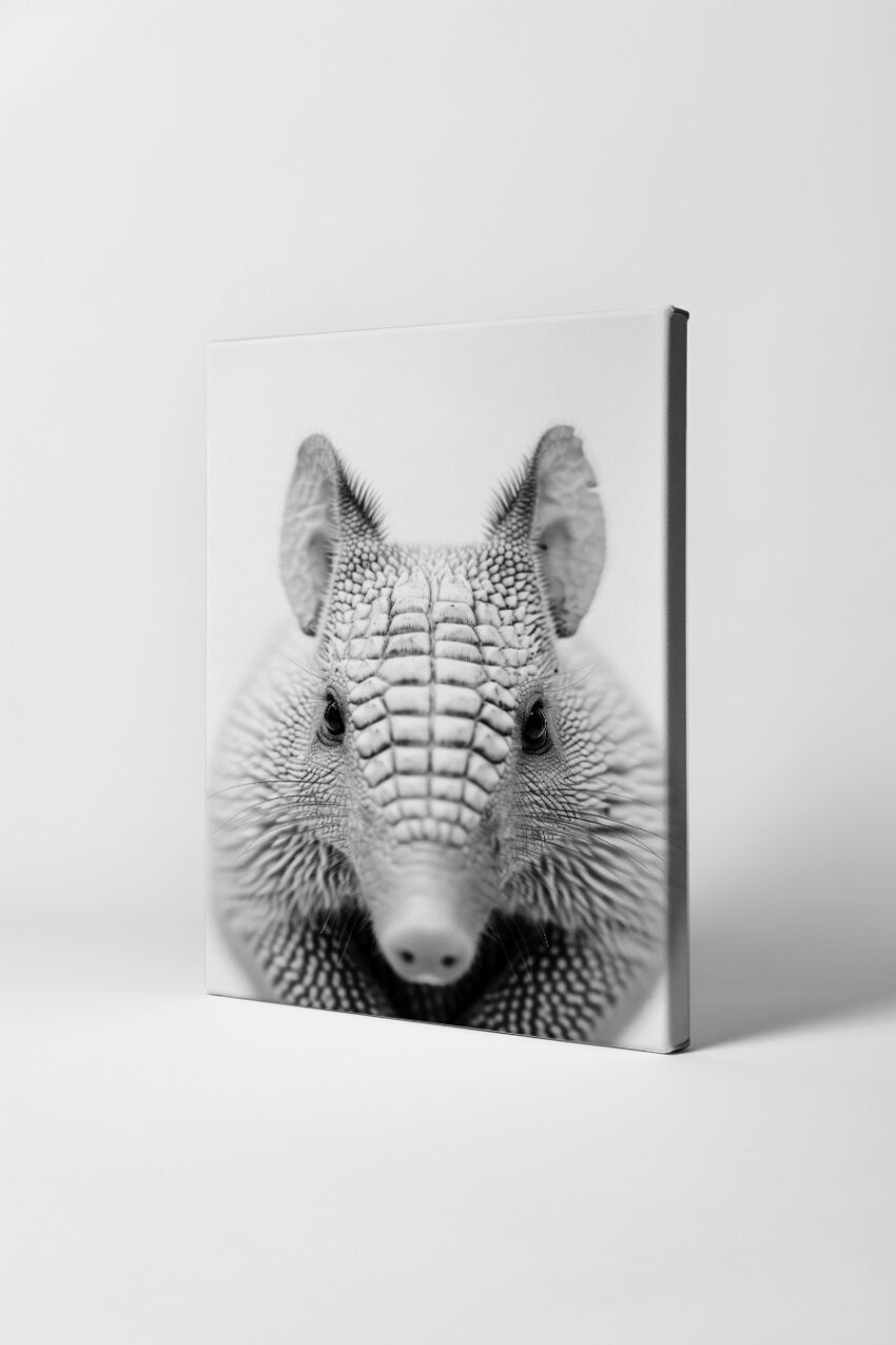 Fotografie Poster Gürteltier Nahaufnahme schwarz-weiß detailreich