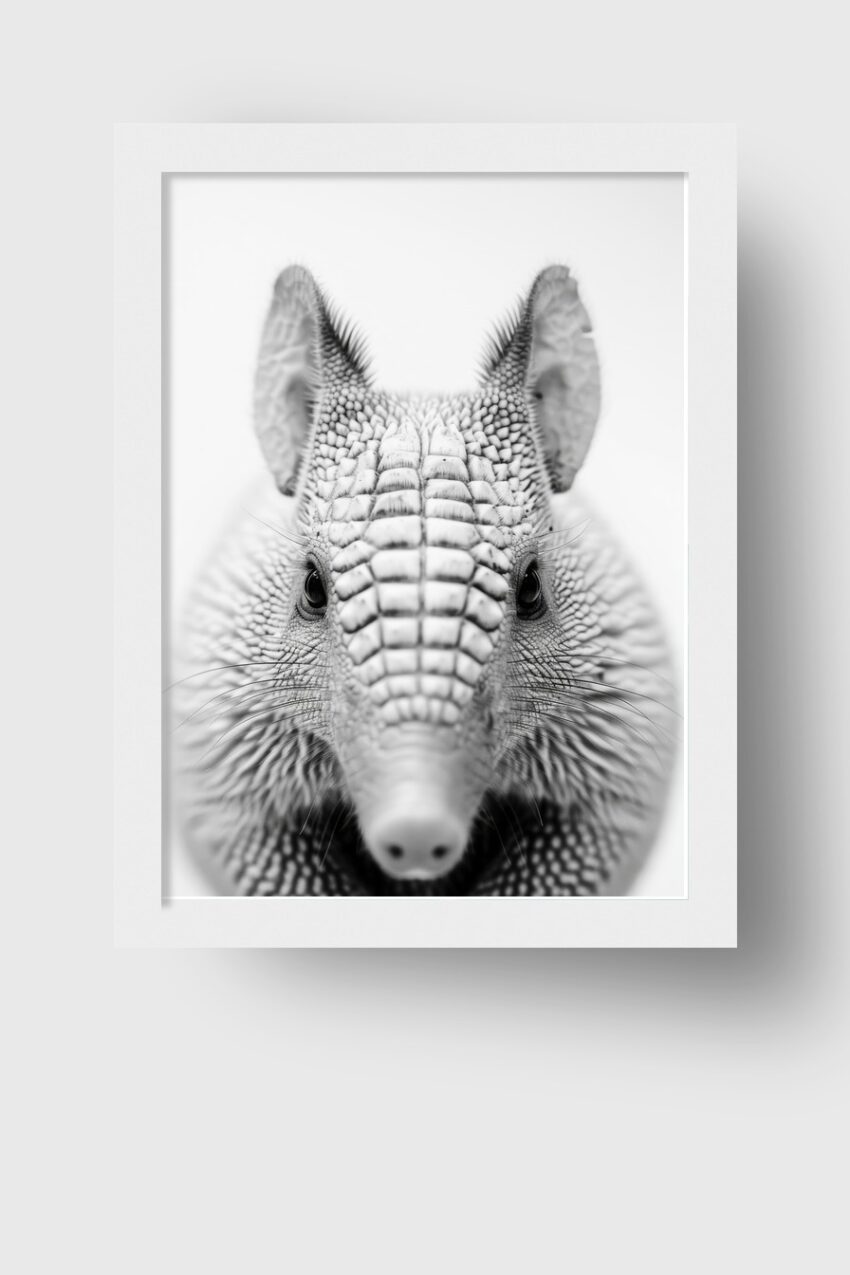 Fotografie Poster Gürteltier Nahaufnahme schwarz-weiß detailreich