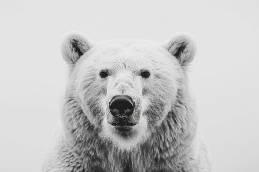 Fotografie Poster Eisbär Porträt schwarz-weiß minimalistisch