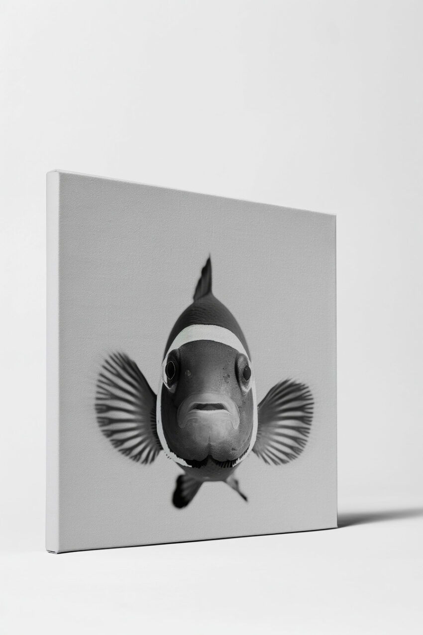 Fotografie Poster Clownfisch frontal schwarz-weiß