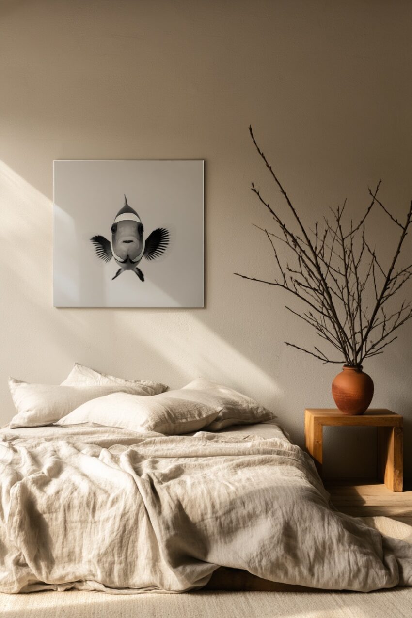 Fotografie Poster Clownfisch frontal schwarz-weiß