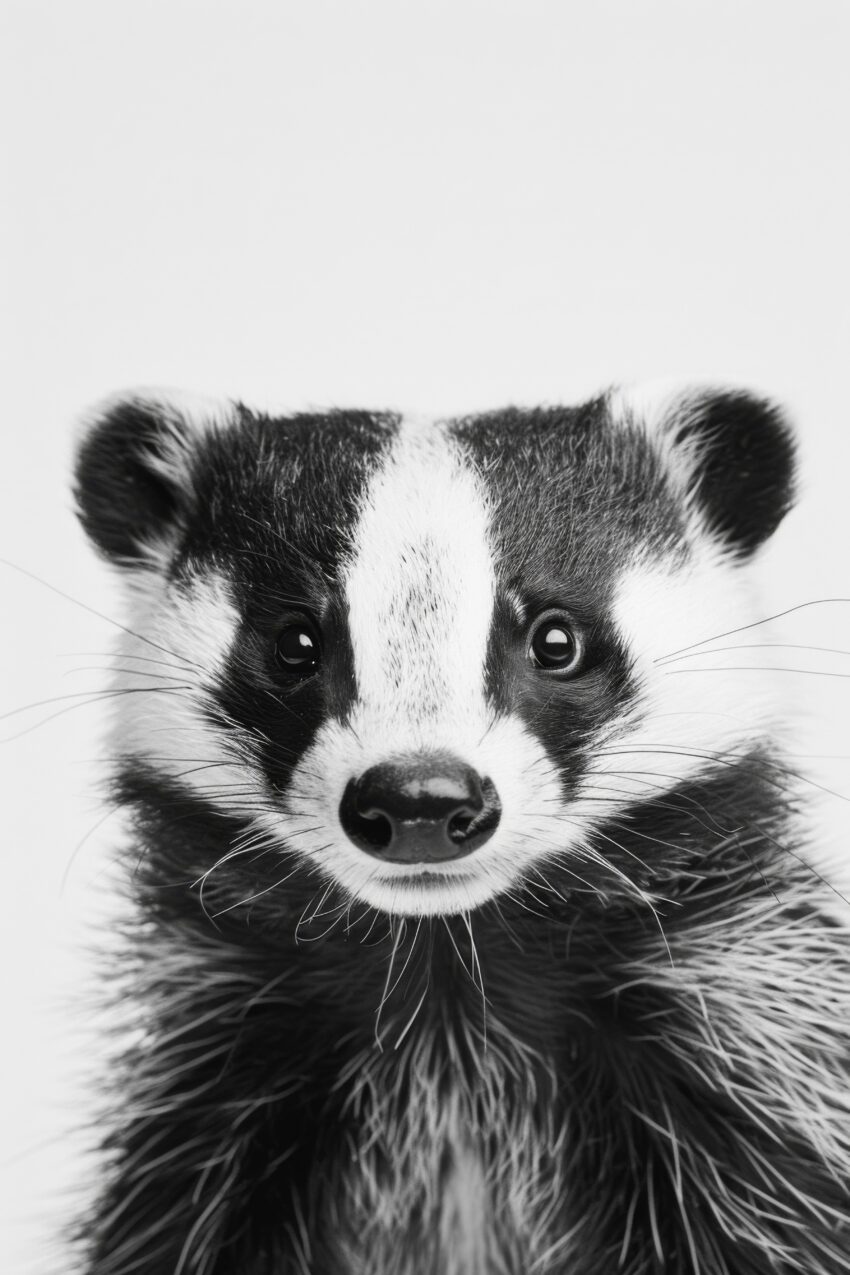 Fotografie Poster Dachs Kopf schwarz-weiß frontal