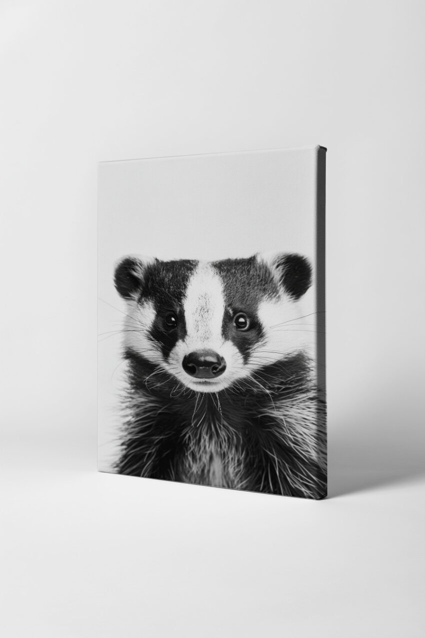 Fotografie Poster Dachs Kopf schwarz-weiß frontal