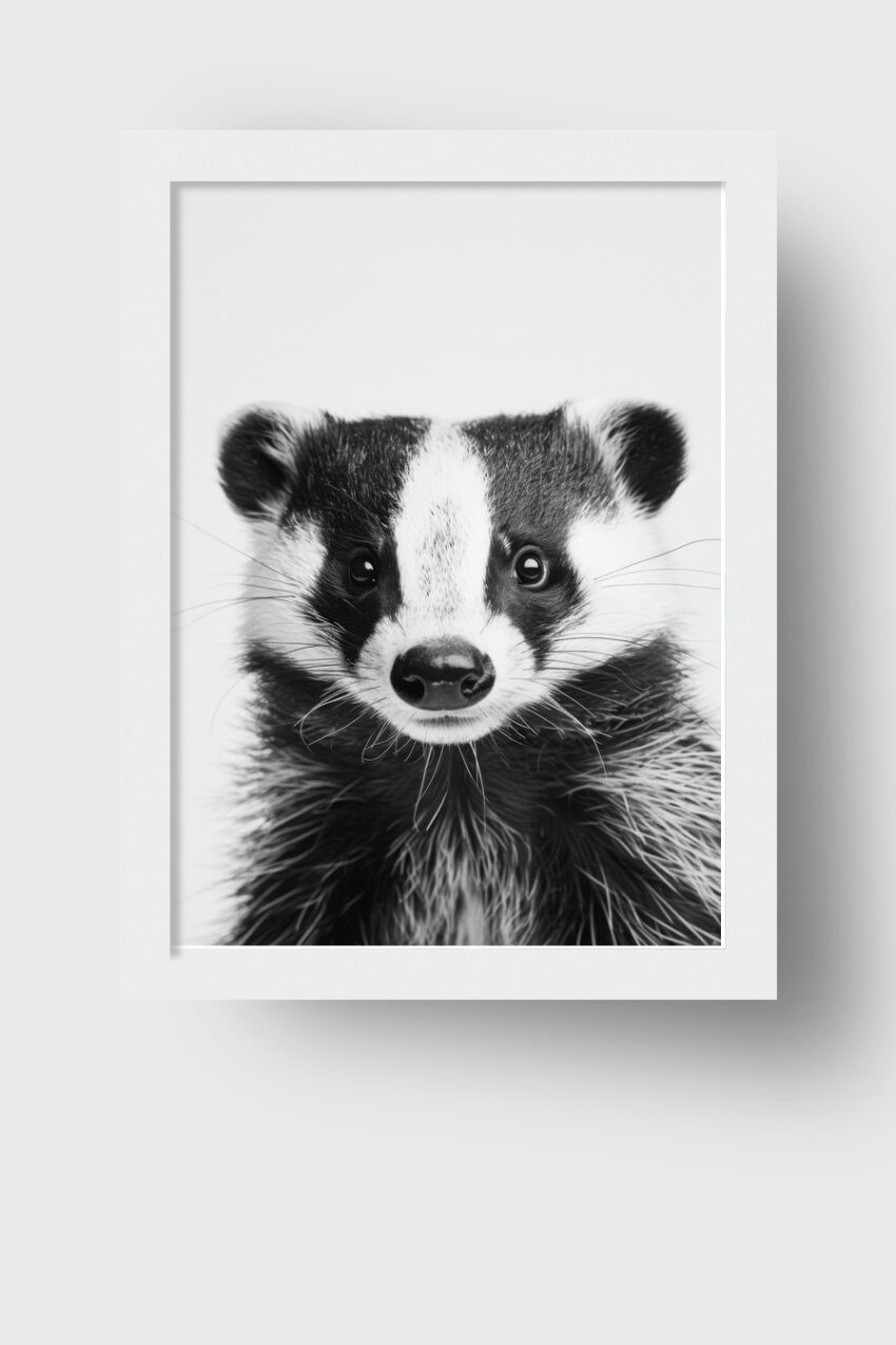 Fotografie Poster Dachs Kopf schwarz-weiß frontal