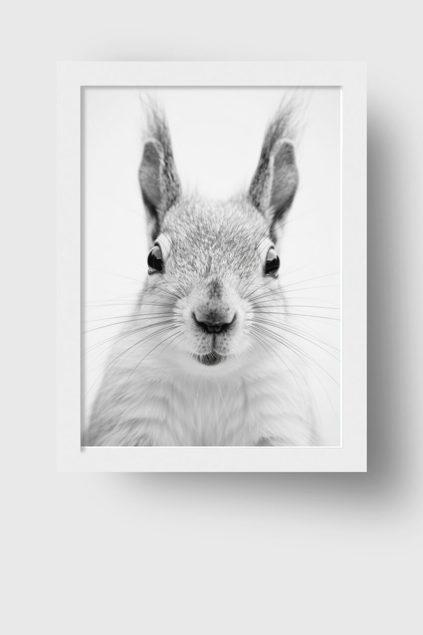 Fotografie Poster Eichhörnchen Nahaufnahme Schwarz-Weiß