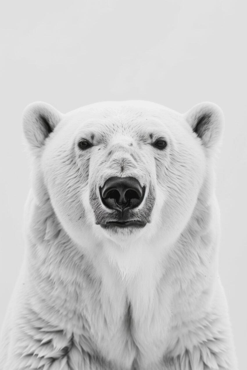 Fotografie Poster Eisbär Porträt schwarz-weiß minimalistisch