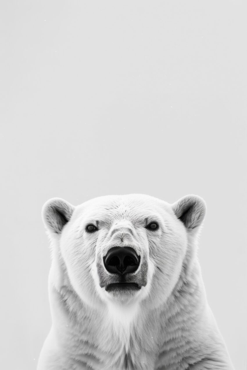Fotografie Poster Eisbär frontal schwarz-weiß