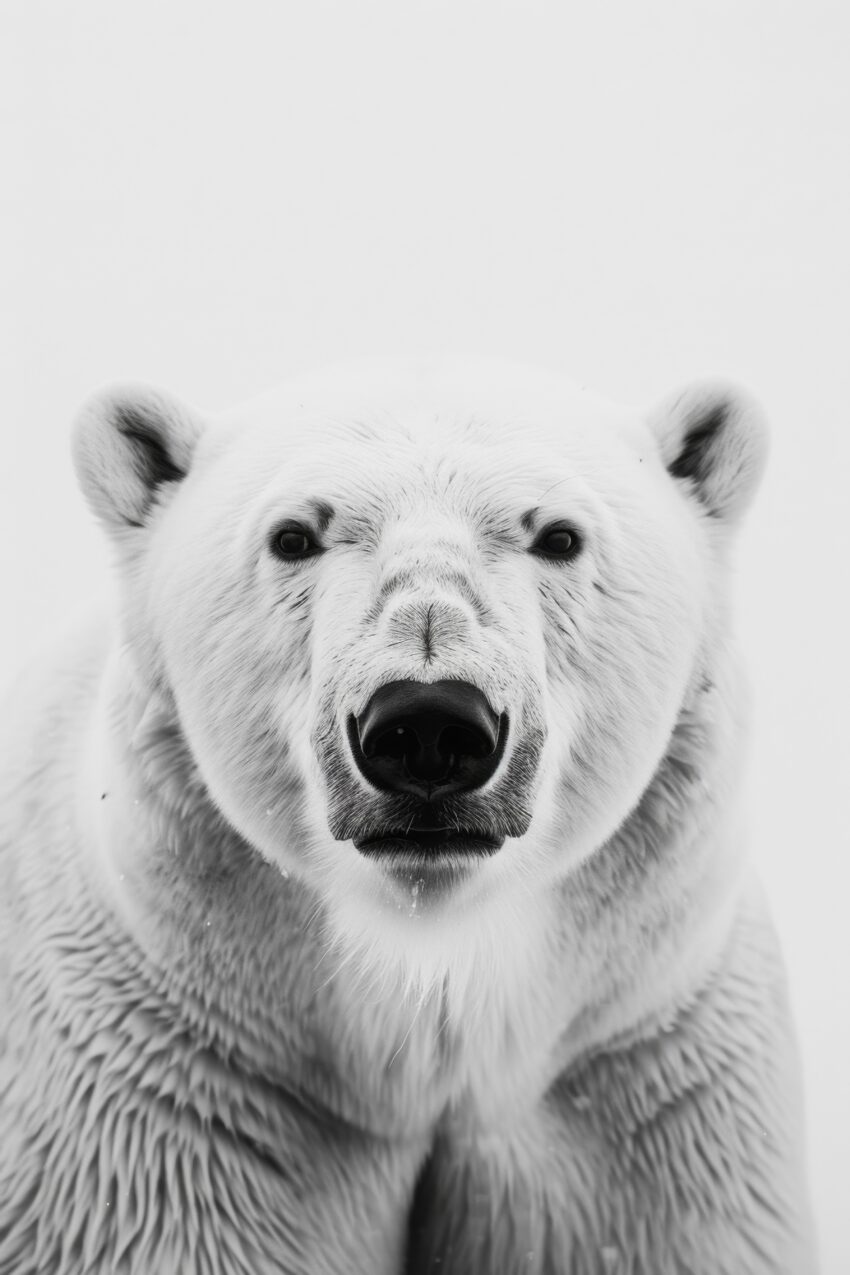 Fotografie Poster Eisbär frontal schwarz weiß