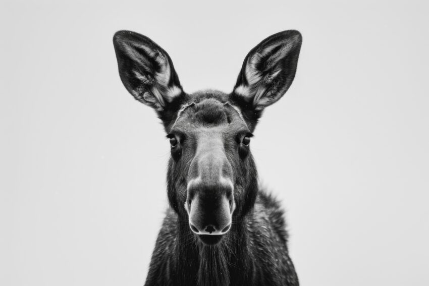 Fotografie Poster Elch Nahaufnahme Schwarz-Weiß