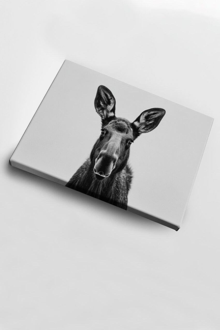 Fotografie Poster Elch Nahaufnahme Schwarz-Weiß