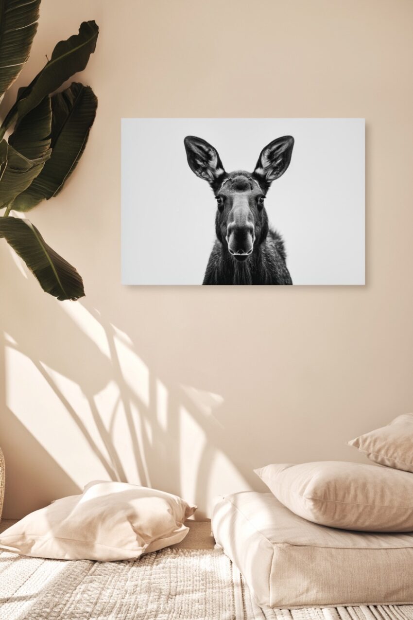 Fotografie Poster Elch Nahaufnahme Schwarz-Weiß