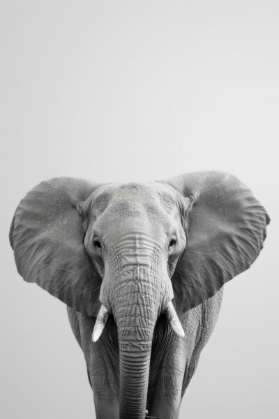 Elefant Frontal Gerahmt