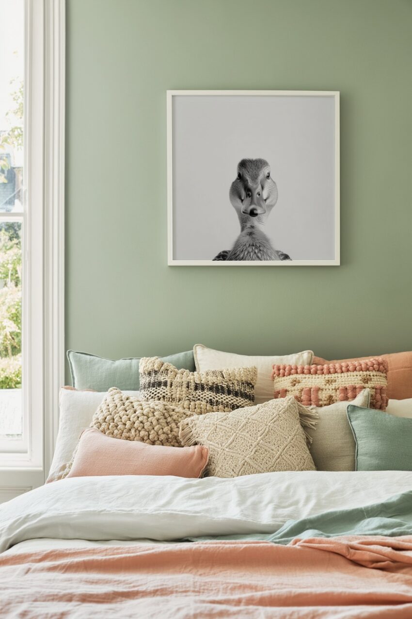 Fotografie Poster Ente frontal schwarz-weiß