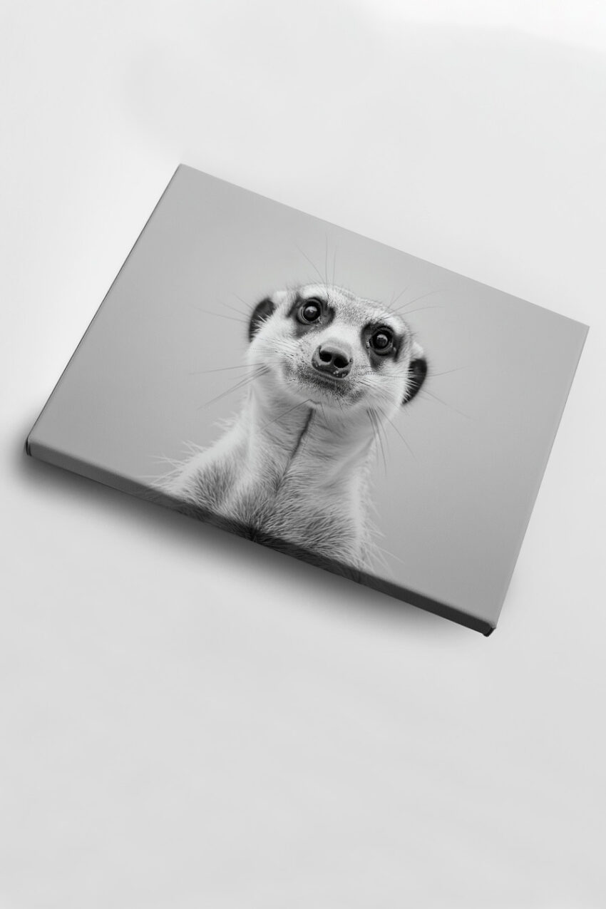 Fotografie Poster Erdmännchen Schwarz-Weiß Nahaufnahme Blick