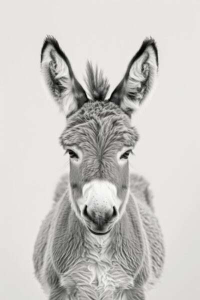 Esel Frontal Blick Gerahmt