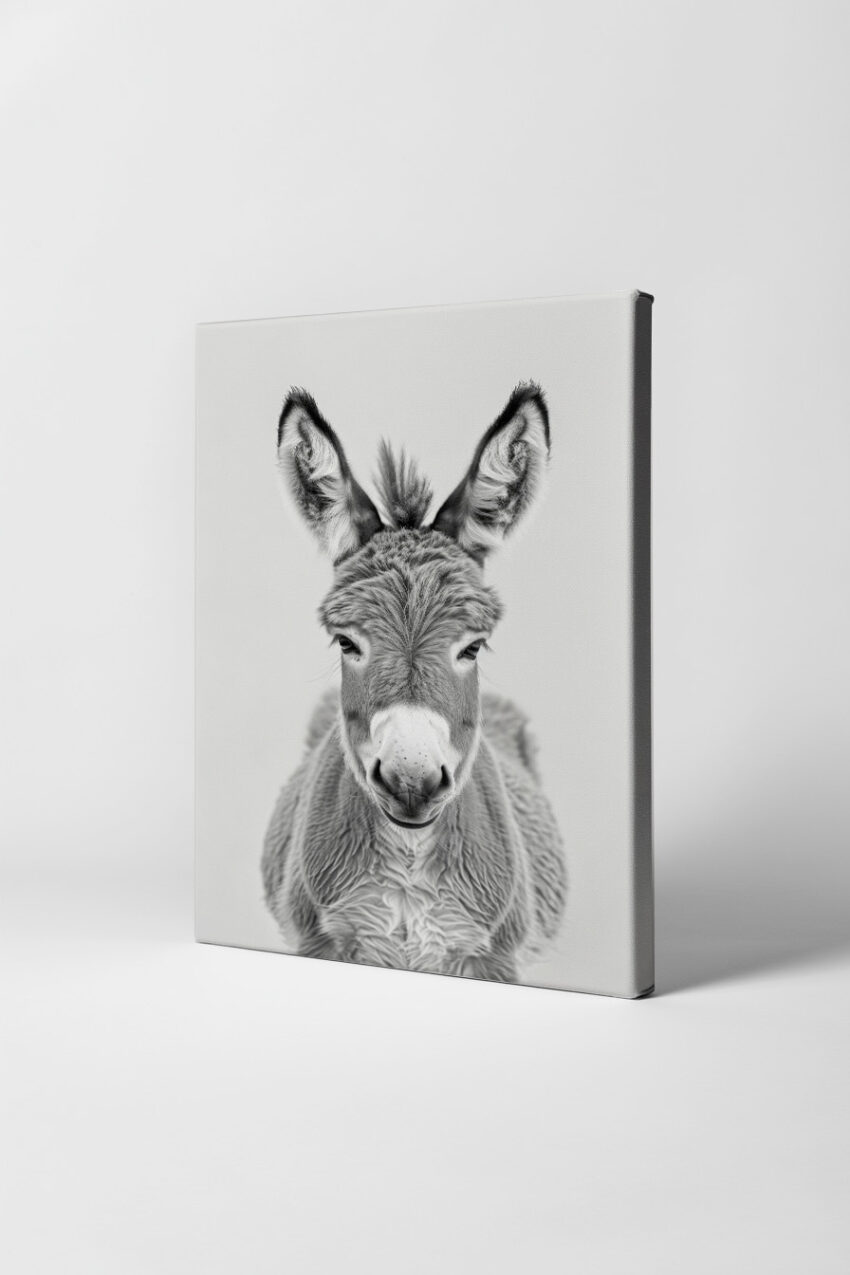 Fotografie Poster Esel Porträt schwarz-weiß nah