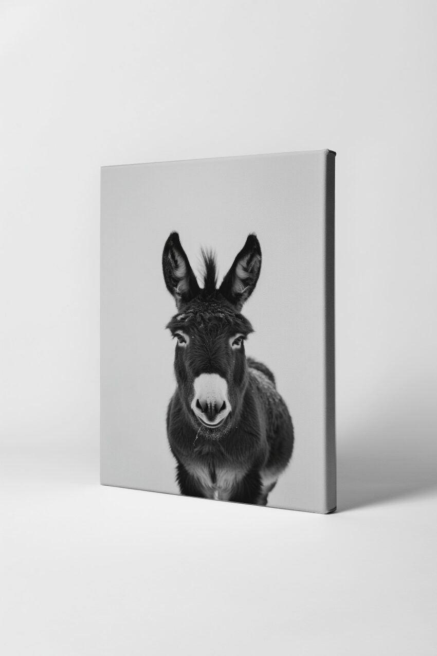 Fotografie Poster Esel frontal schwarz-weiß