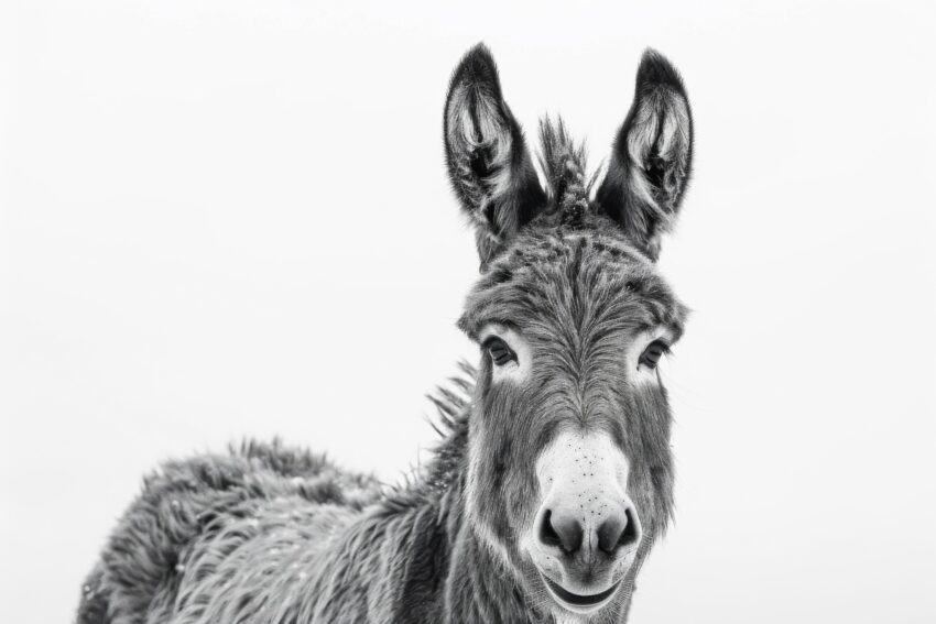 Fotografie Poster Esel Portrait schwarz-weiß kontrastreich