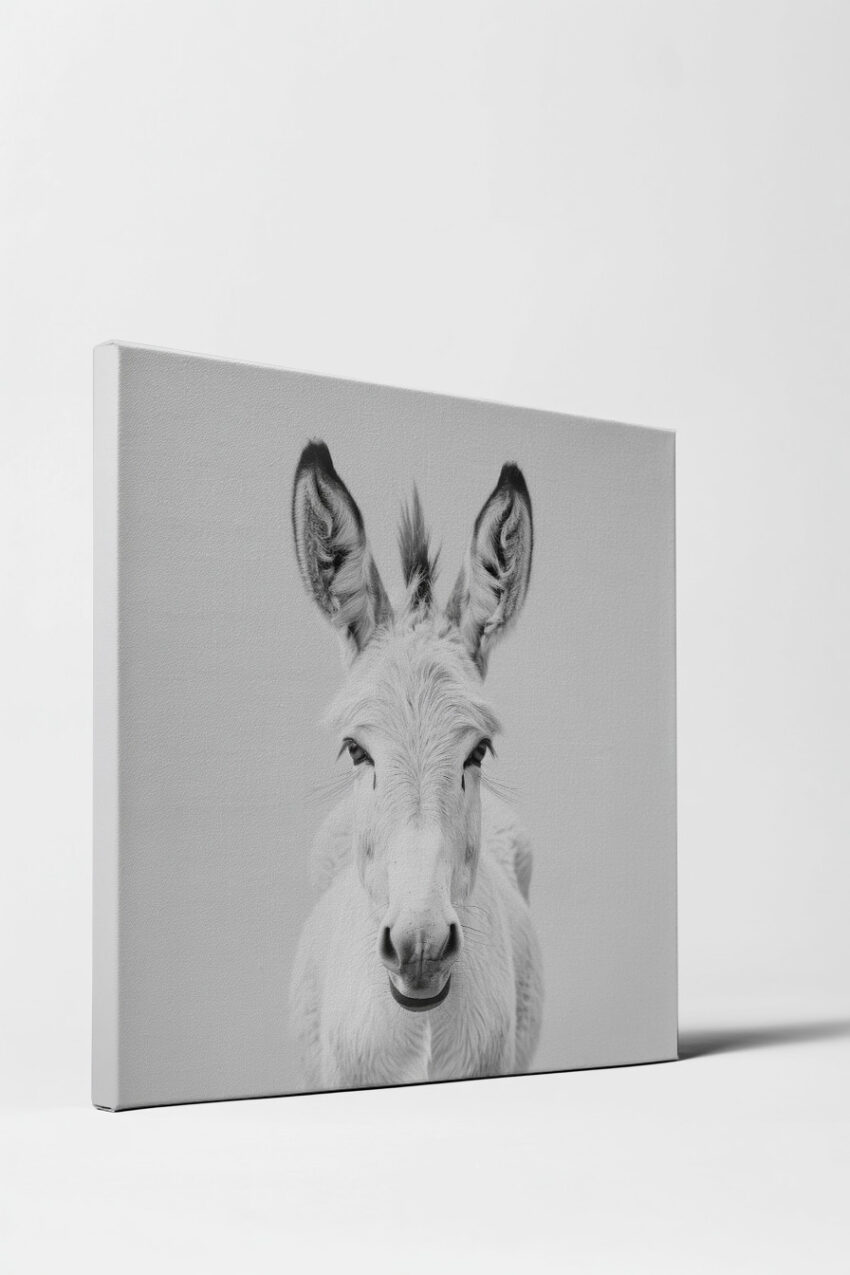 Fotografie Poster Esel Blick schwarz-weiß minimalistisch