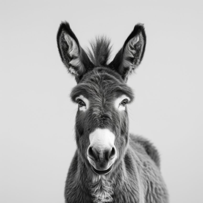 Fotografie Poster Esel Kopf Schwarz-Weiß