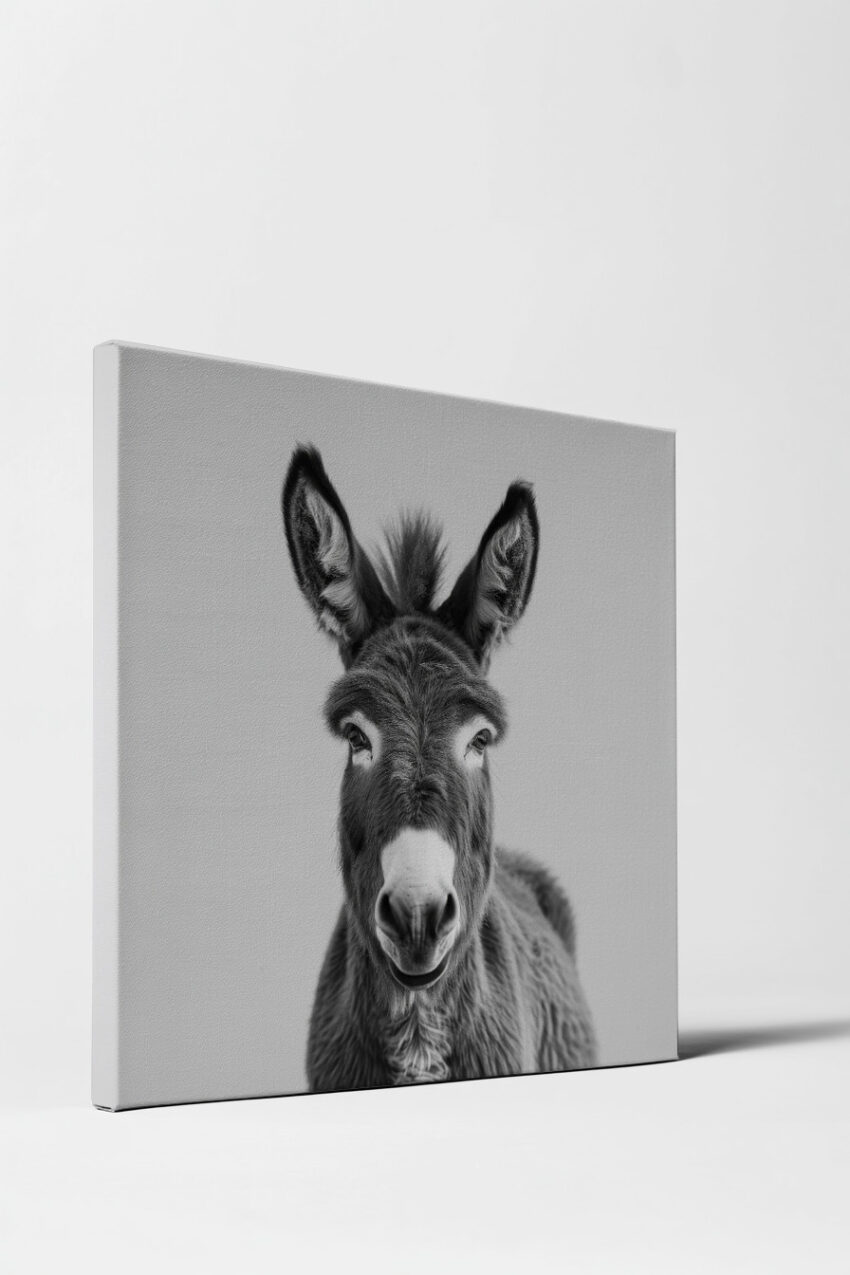 Fotografie Poster Esel Kopf Schwarz-Weiß