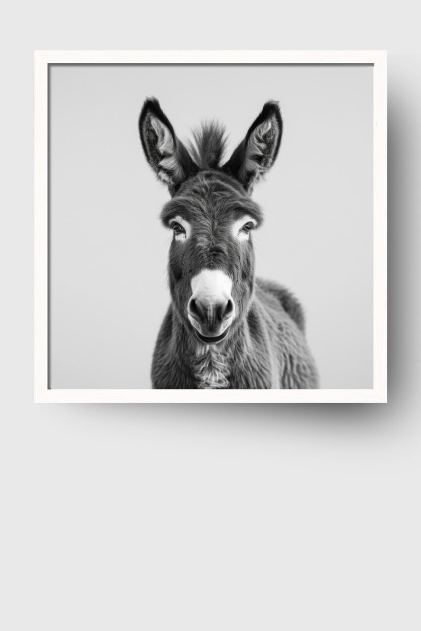 Fotografie Poster Esel Kopf Schwarz-Weiß