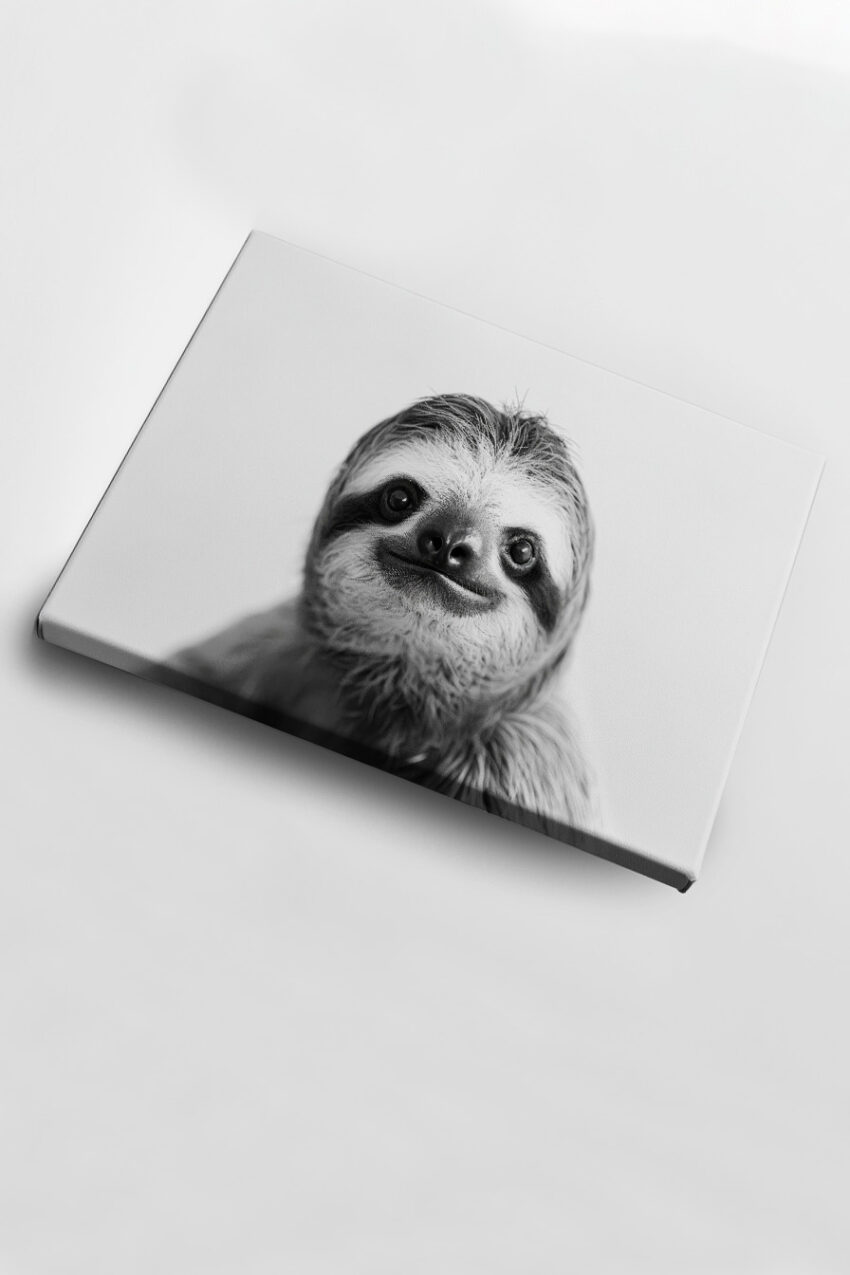 Fotografie Poster Faultier Nahaufnahme Schwarz-Weiß