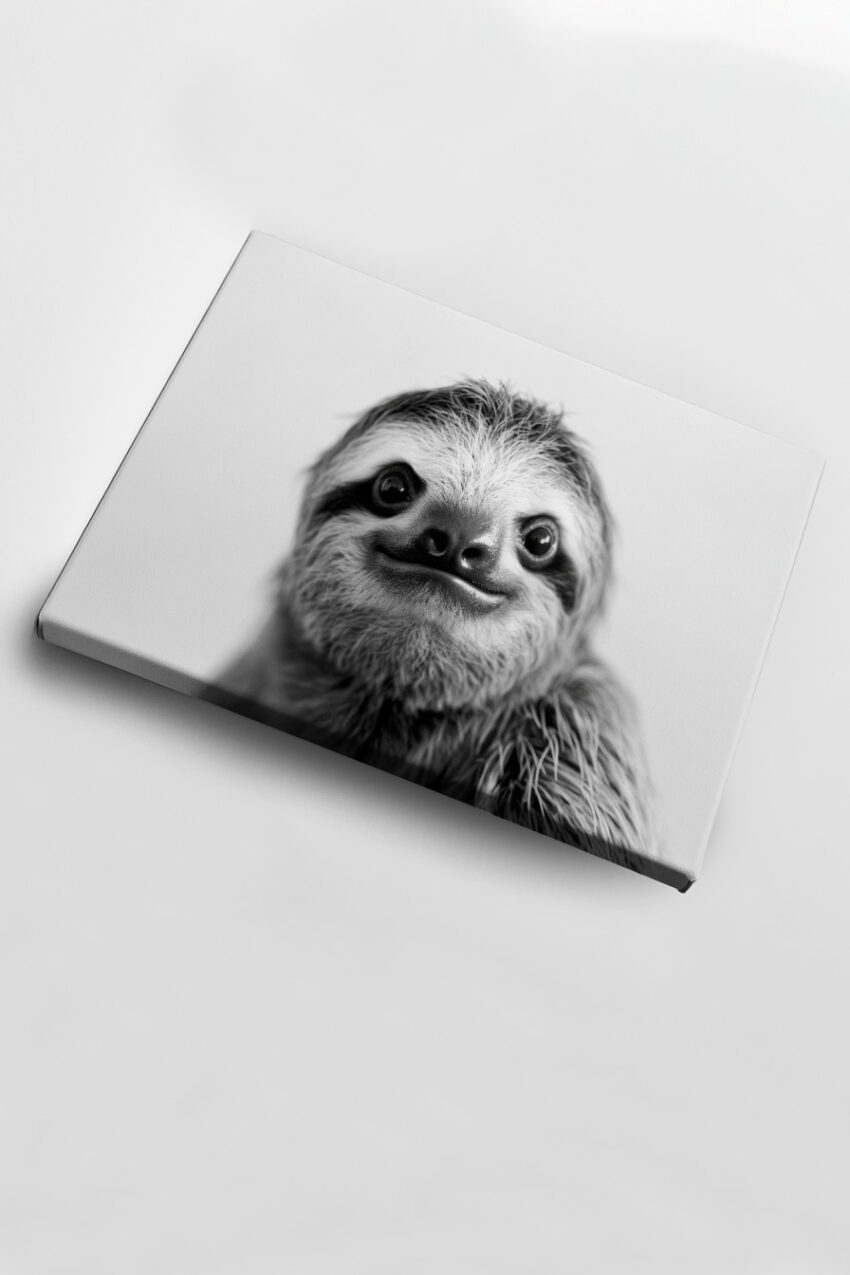 Fotografie Poster Faultier Nahaufnahme Schwarzweiß