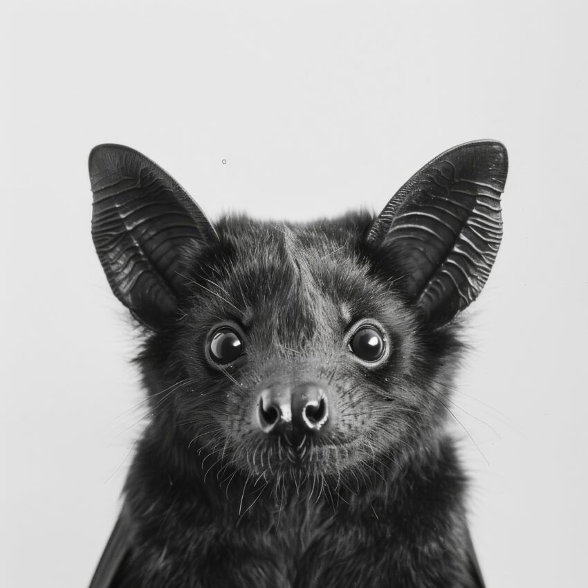 Fotografie Poster Fledermaus Nahaufnahme schwarz-weiß