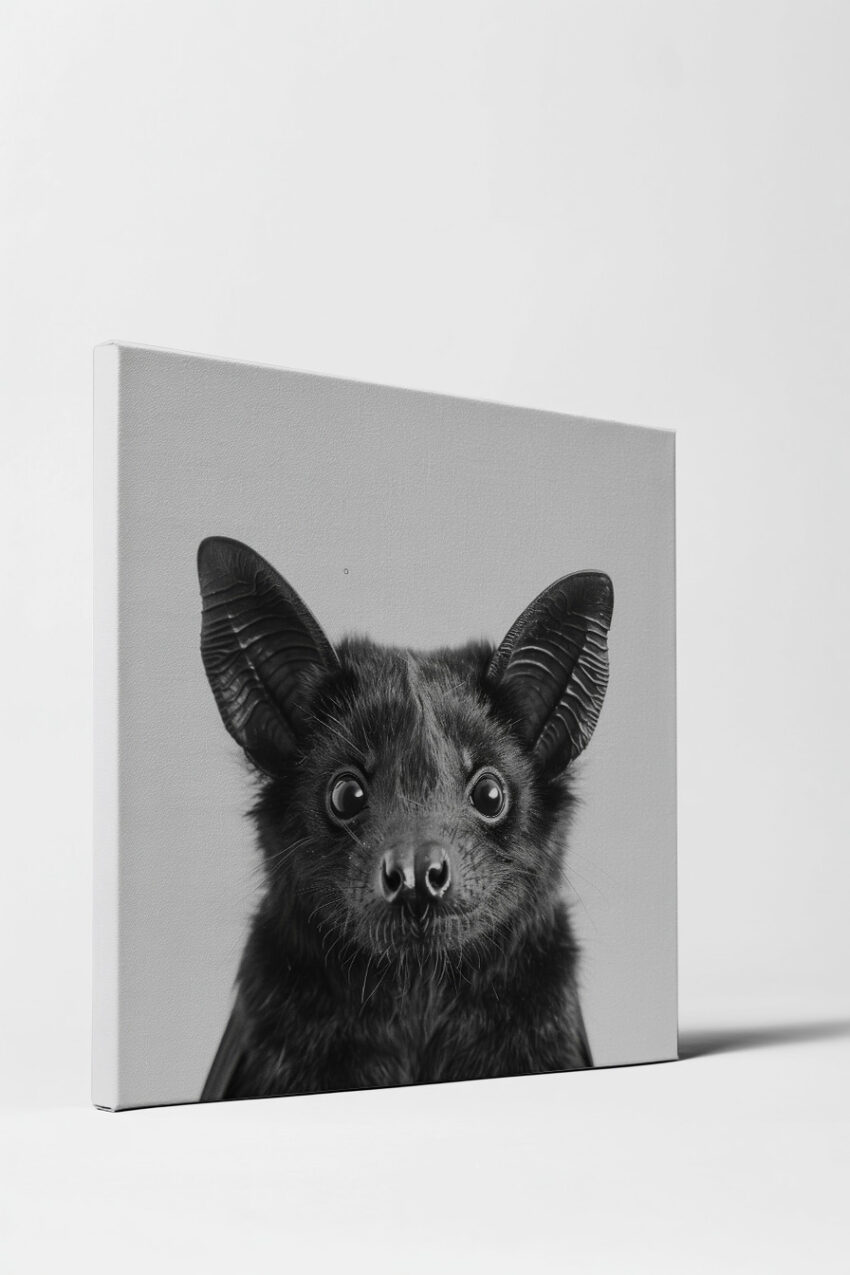 Fotografie Poster Fledermaus Nahaufnahme schwarz-weiß