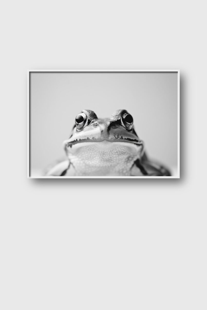 Fotografie Poster Frosch Nahaufnahme schwarz-weiß
