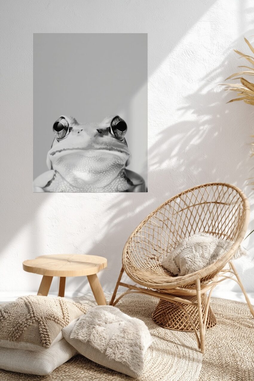 Fotografie Poster Frosch Nahaufnahme Schwarz-Weiß