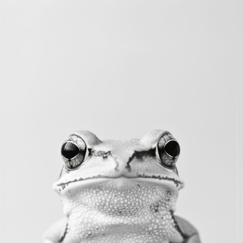 Fotografie Poster Frosch Nahaufnahme Schwarz-Weiß
