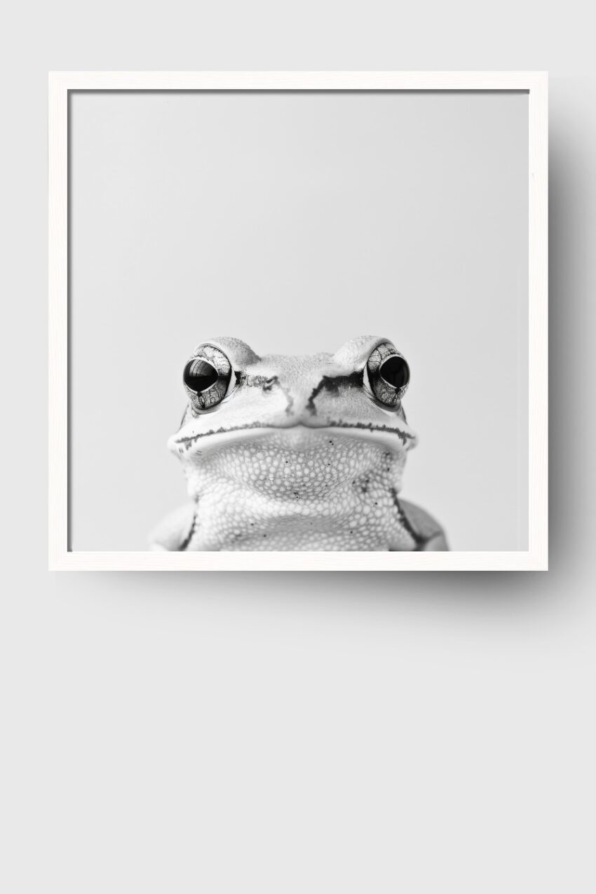 Fotografie Poster Frosch Nahaufnahme Schwarz-Weiß