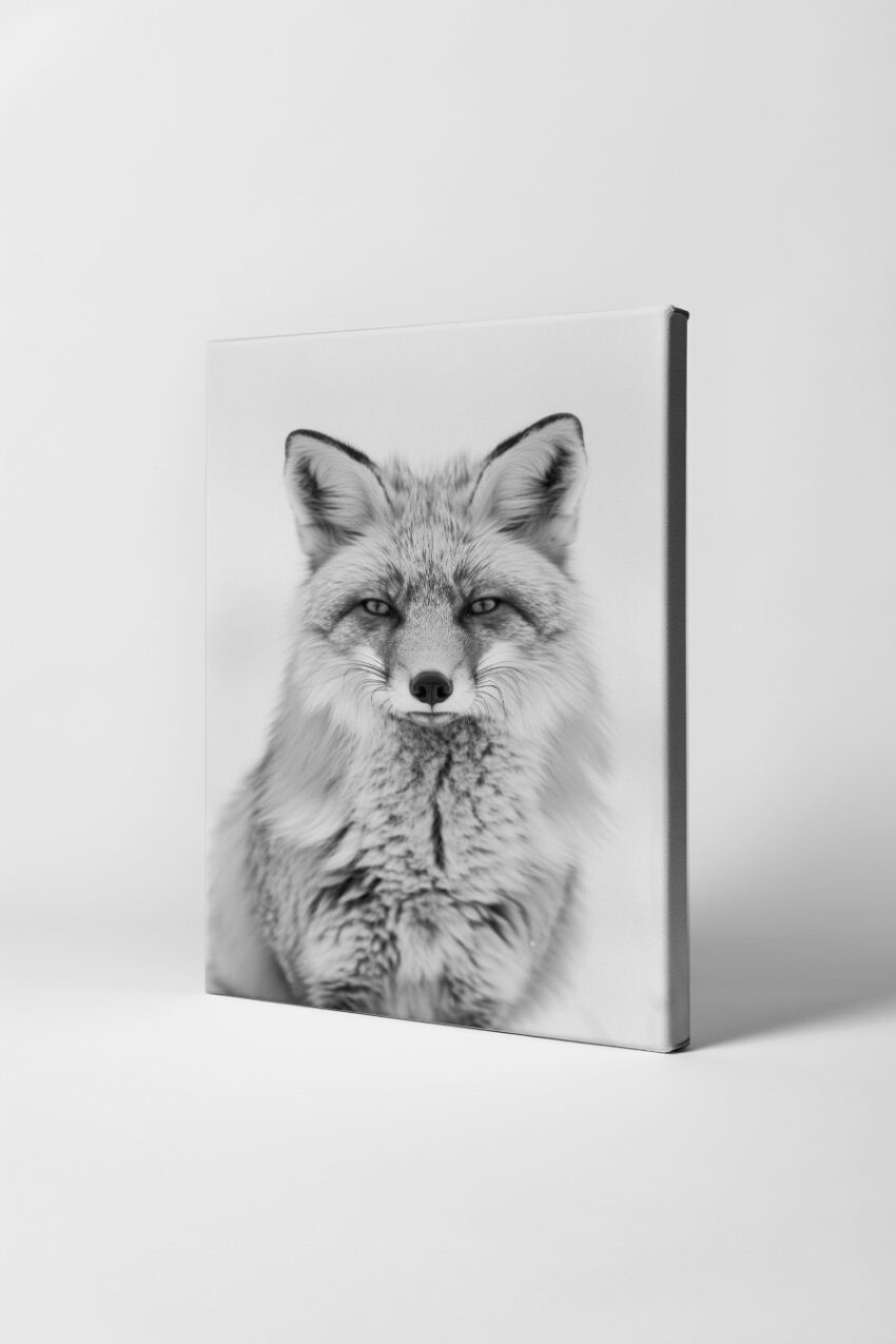 Fotografie Poster Fuchs Porträt Schwarz-Weiß