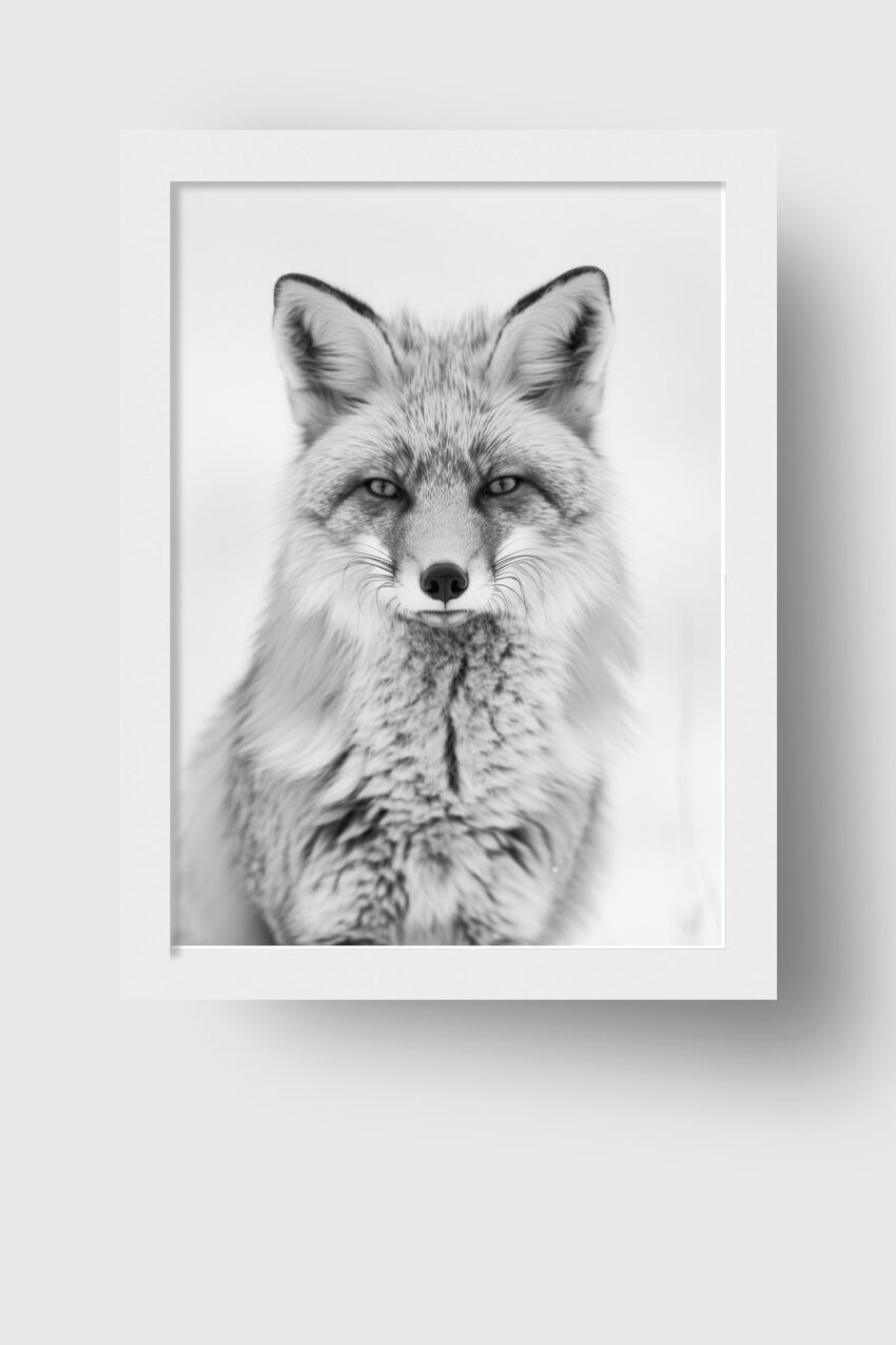 Fotografie Poster Fuchs Porträt Schwarz-Weiß