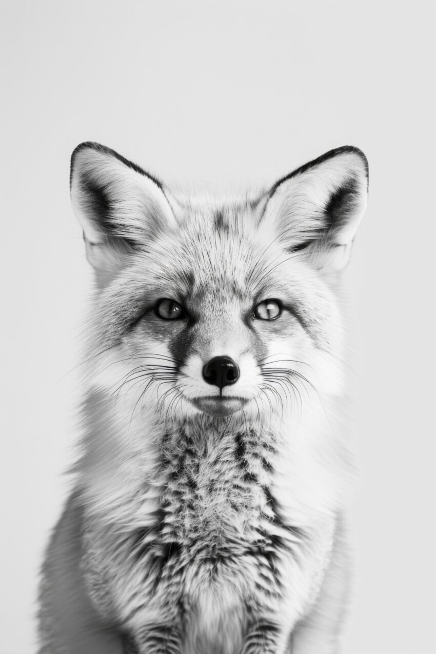 Fotografie Poster Fuchs Portrait schwarz-weiß detailreich