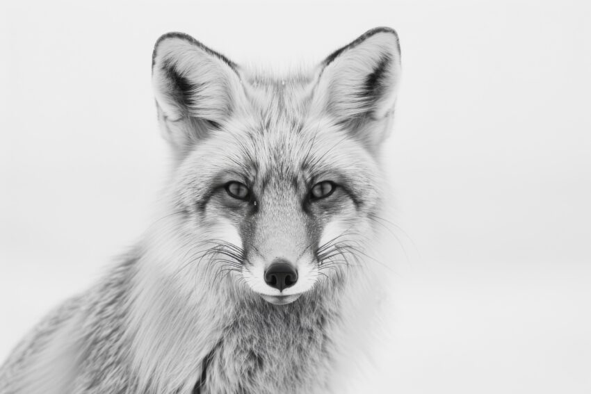 Fotografie Poster Fuchs Porträt schwarz-weiß kantig