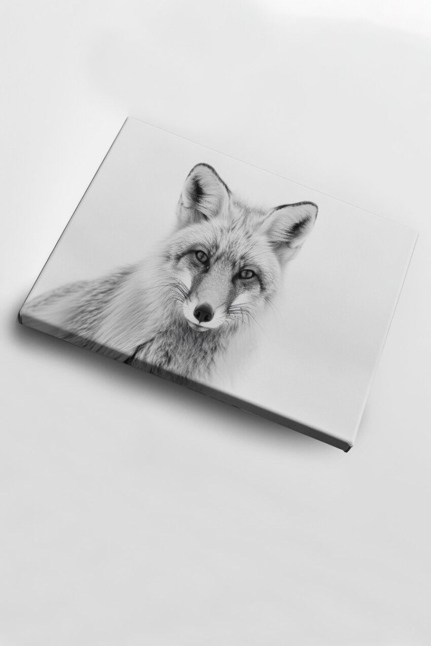 Fotografie Poster Fuchs Porträt schwarz-weiß kantig