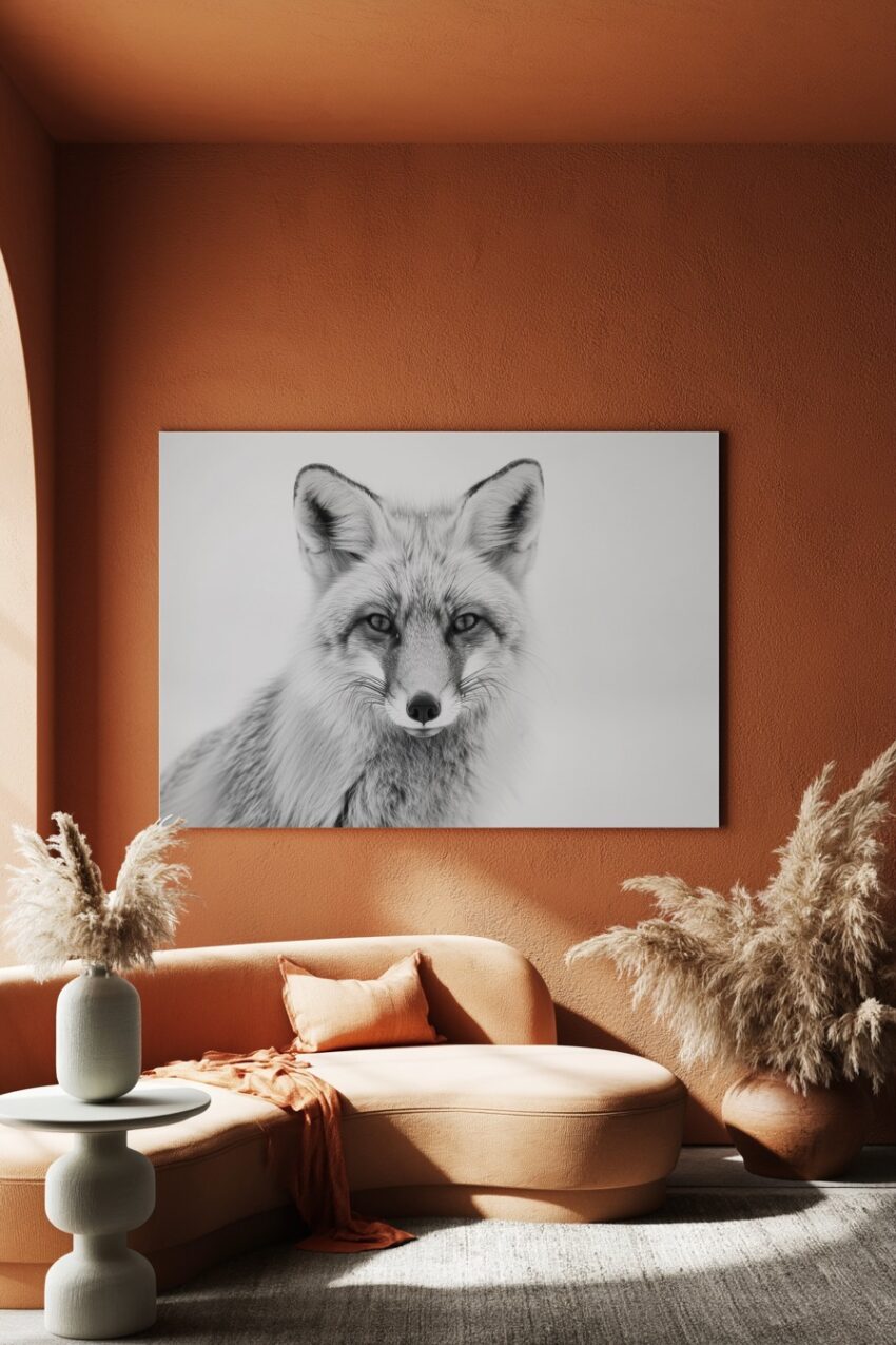 Fotografie Poster Fuchs Porträt schwarz-weiß kantig