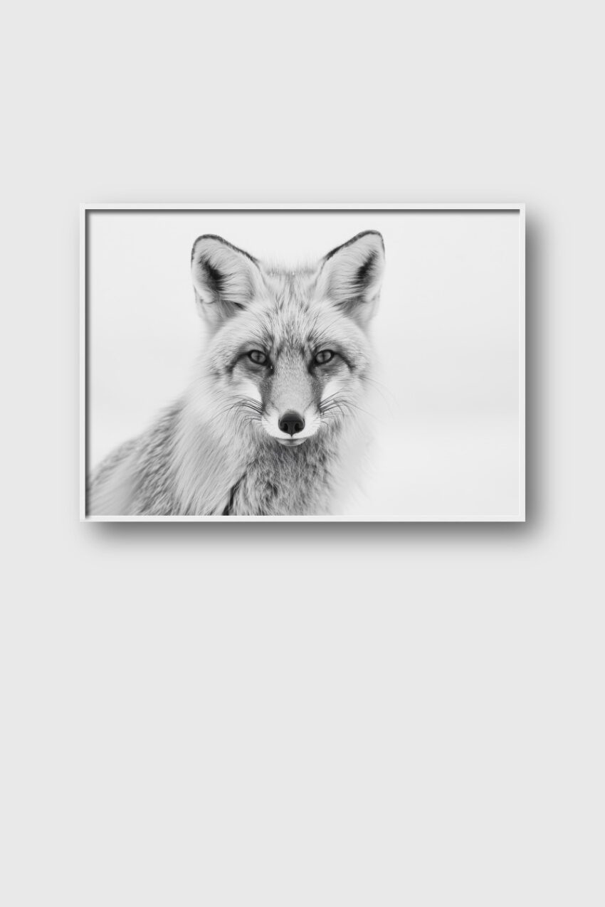 Fotografie Poster Fuchs Porträt schwarz-weiß kantig