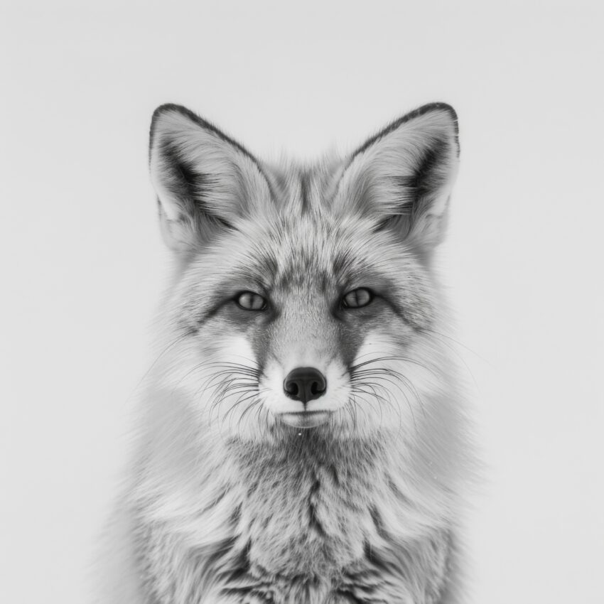 Fotografie Poster Fuchs schwarz-weiß klar detailreich