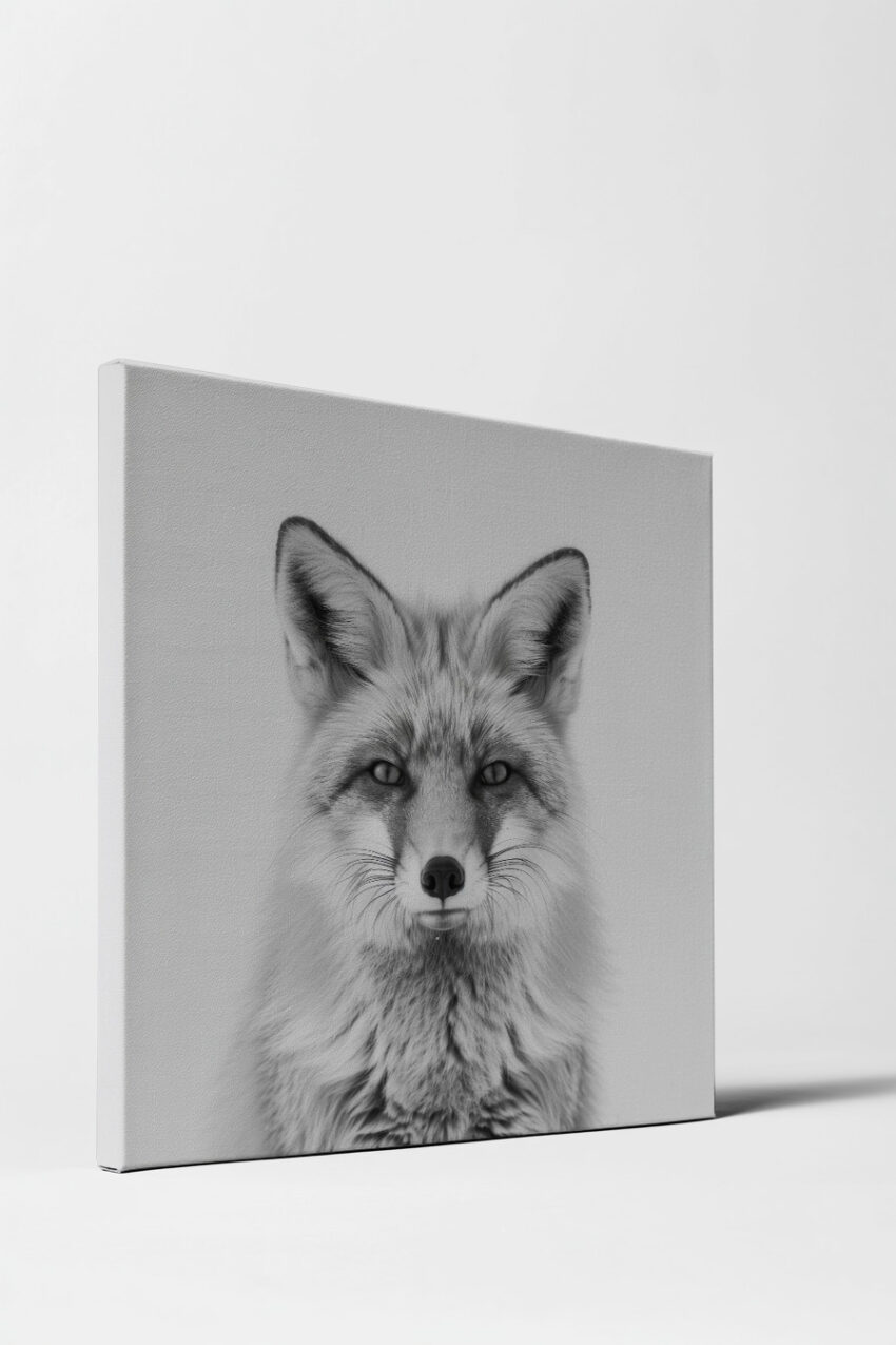 Fotografie Poster Fuchs schwarz-weiß klar detailreich