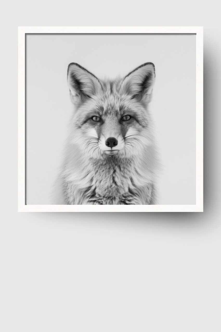 Fotografie Poster Fuchs schwarz-weiß klar detailreich