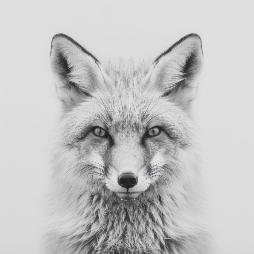 Fotografie Poster Fuchs frontal schwarz-weiß